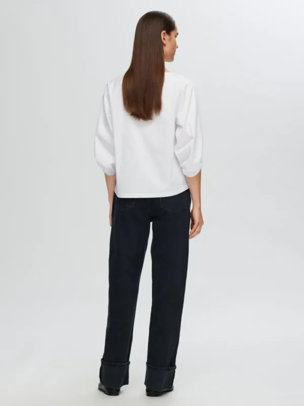 SELECTED LÖS PASSFORM BLUS MED 3/4-ÄRMAR White Hot