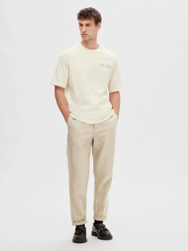 SELECTED LÖS PASSFORM MED TRYCK BAKTILL T-SHIRT White Cheap