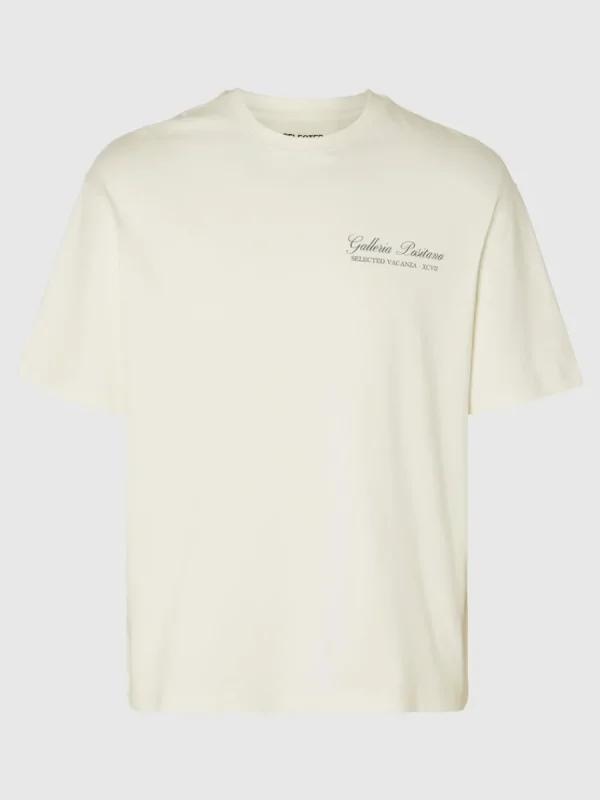 SELECTED LÖS PASSFORM MED TRYCK BAKTILL T-SHIRT White Cheap