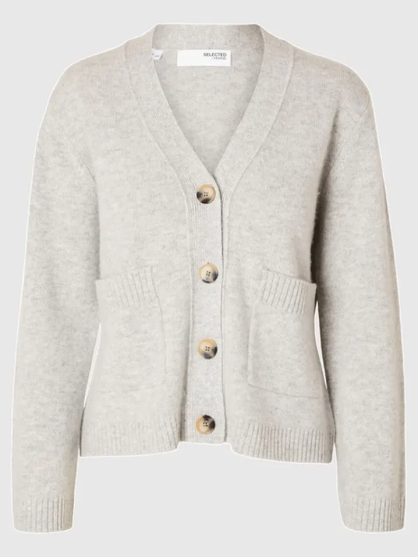 SELECTED LÖS PASSFORM STICKAD KOFTA Grey Shop