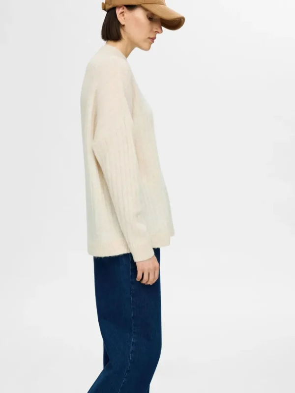SELECTED LÖS PASSFORM TRÖJA Beige Online