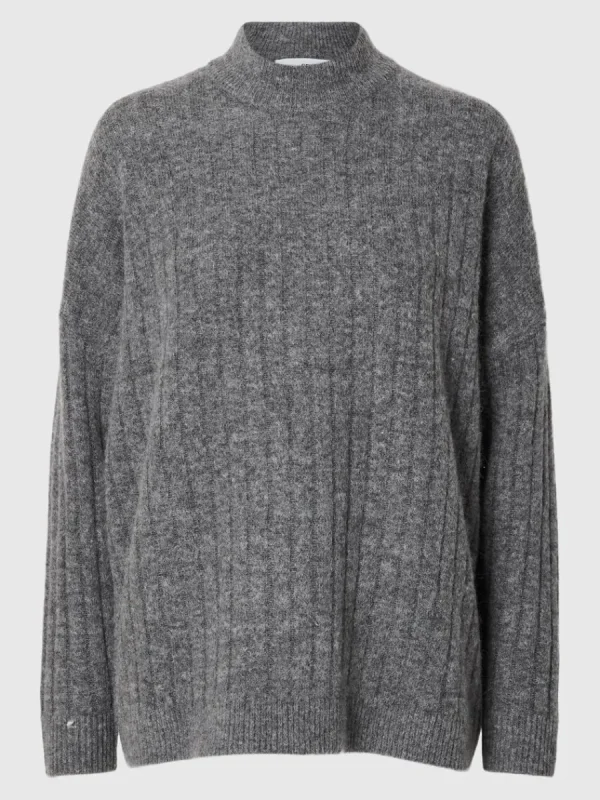 SELECTED LÖS PASSFORM TRÖJA Grey Outlet