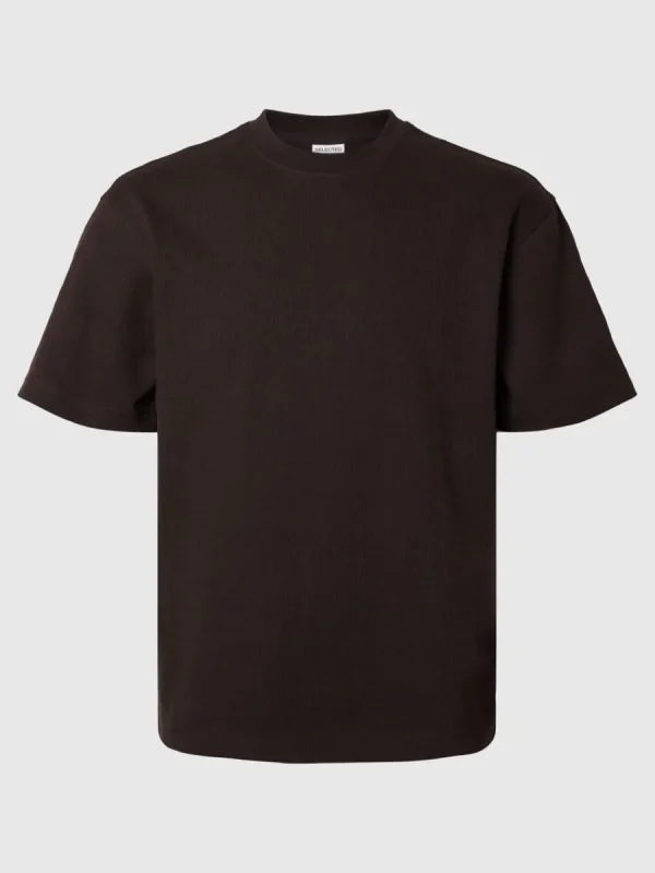 SELECTED LÖS PASSFORM T-SHIRT Brown New