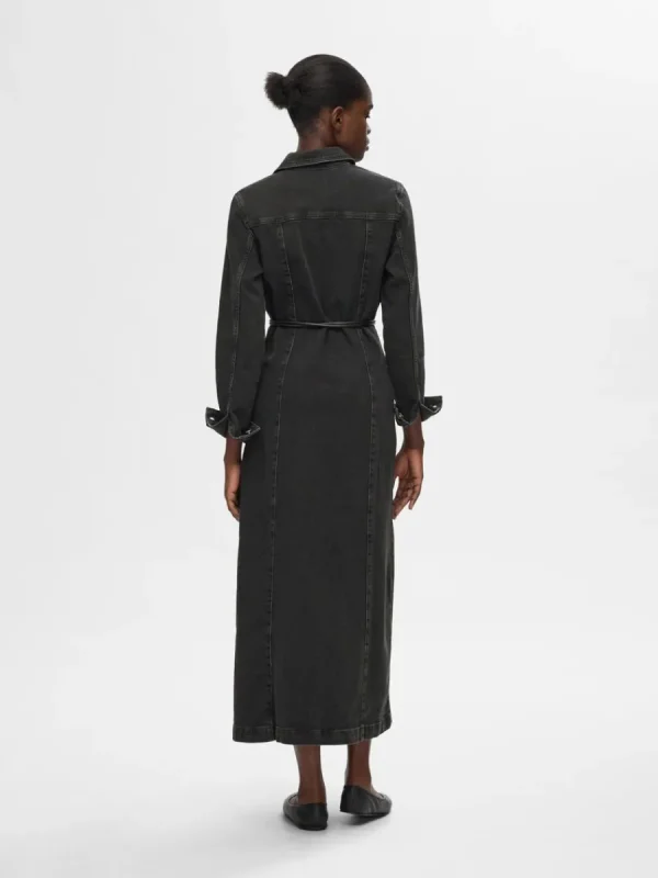 SELECTED MAXILÅNG JEANSKLÄNNING Black Sale