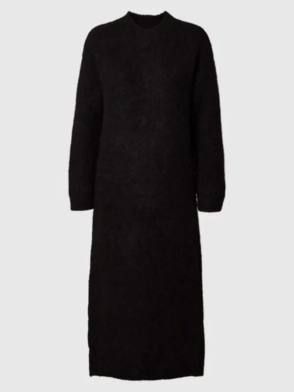 SELECTED MAXILÅNG STICKAD KLÄNNING Black Online