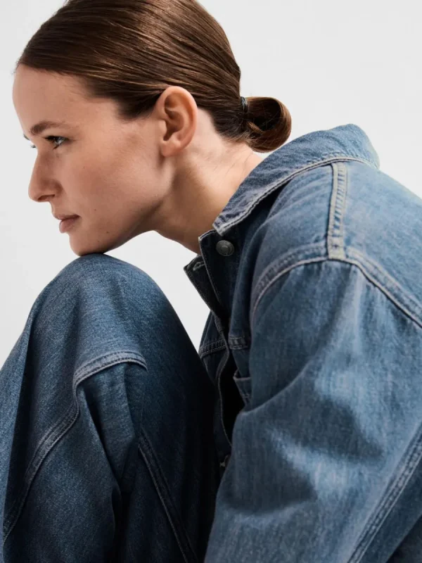 SELECTED MELLANTVÄTTAD DENIM JUMPSUIT Blue Shop
