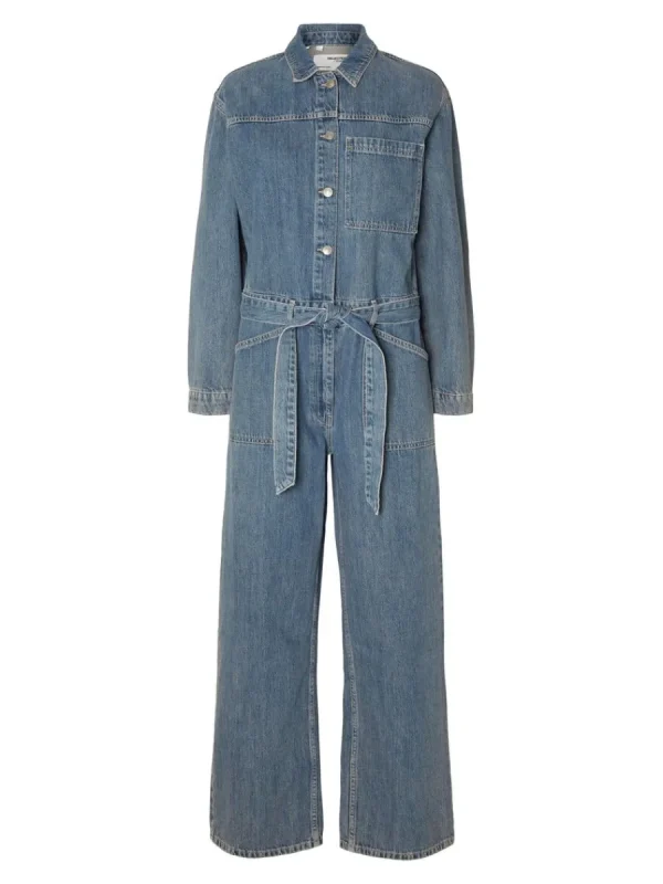SELECTED MELLANTVÄTTAD DENIM JUMPSUIT Blue Shop