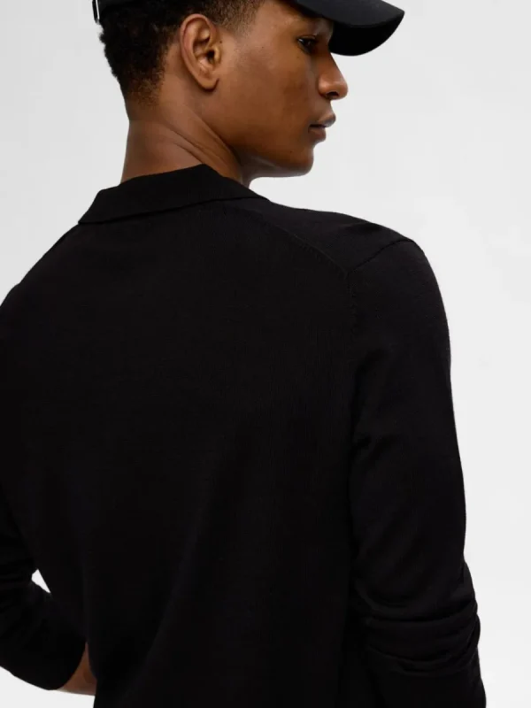 SELECTED 100% MERINOULL PIKÉTRÖJA Black Outlet