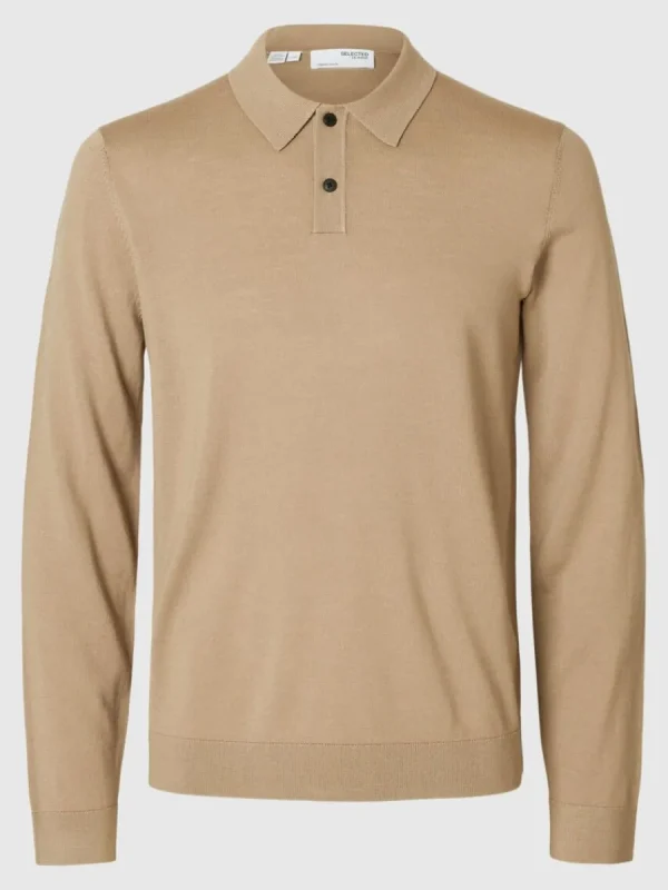 SELECTED 100% MERINOULL PIKÉTRÖJA Brown Cheap