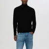 SELECTED 100% MERINOULL POLOTRÖJA Black Store