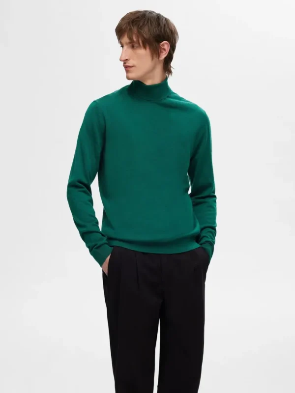 SELECTED 100% MERINOULL POLOTRÖJA Green Shop