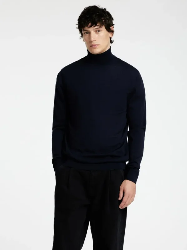 SELECTED 100% MERINOULL POLOTRÖJA Blue Best