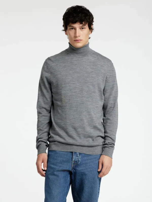 SELECTED 100% MERINOULL POLOTRÖJA Grey Outlet
