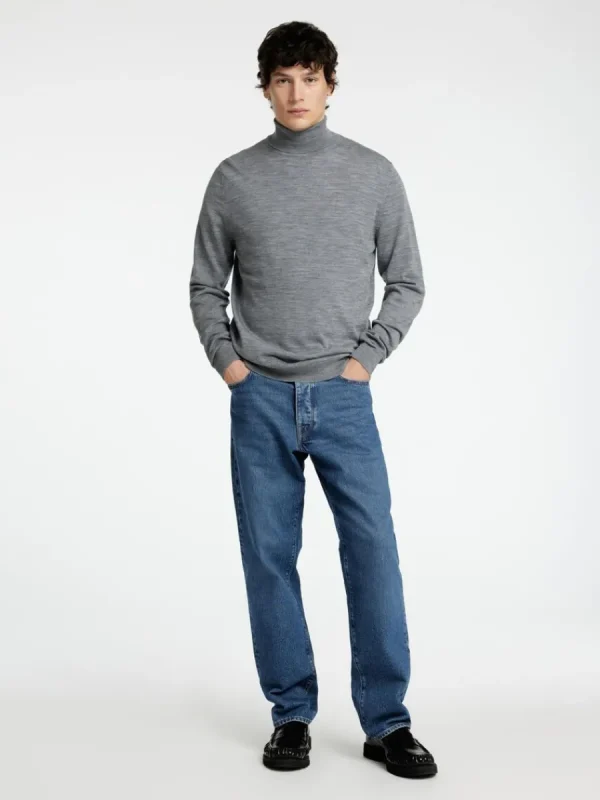 SELECTED 100% MERINOULL POLOTRÖJA Grey Outlet