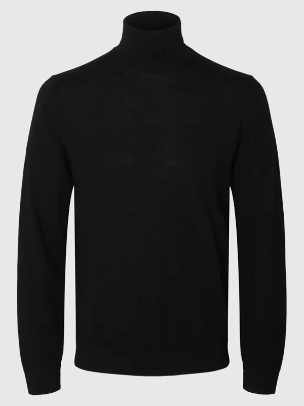 SELECTED 100% MERINOULL POLOTRÖJA Black Store