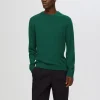 SELECTED 100% MERINOULL RUNDRINGAD TRÖJA Green Outlet