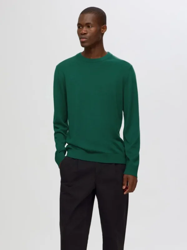 SELECTED 100% MERINOULL RUNDRINGAD TRÖJA Green Outlet