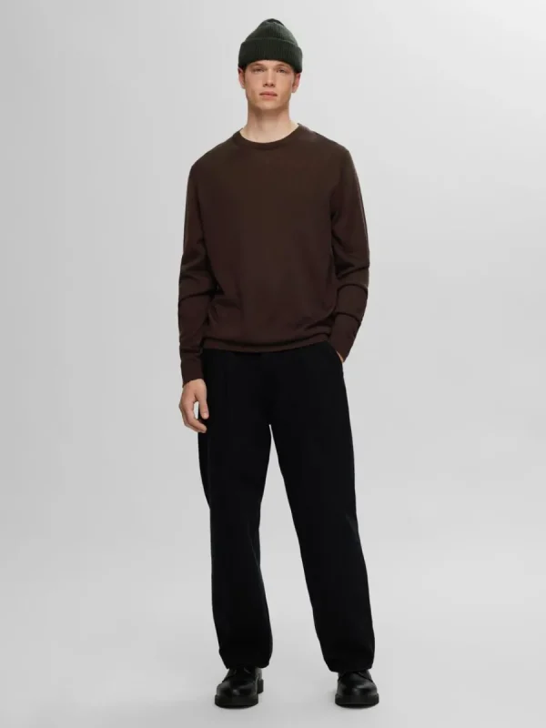 SELECTED 100% MERINOULL RUNDRINGAD TRÖJA Brown Best