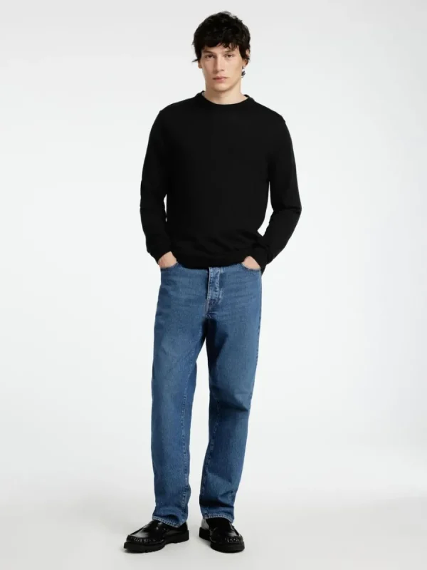 SELECTED 100% MERINOULL RUNDRINGAD TRÖJA Black Clearance