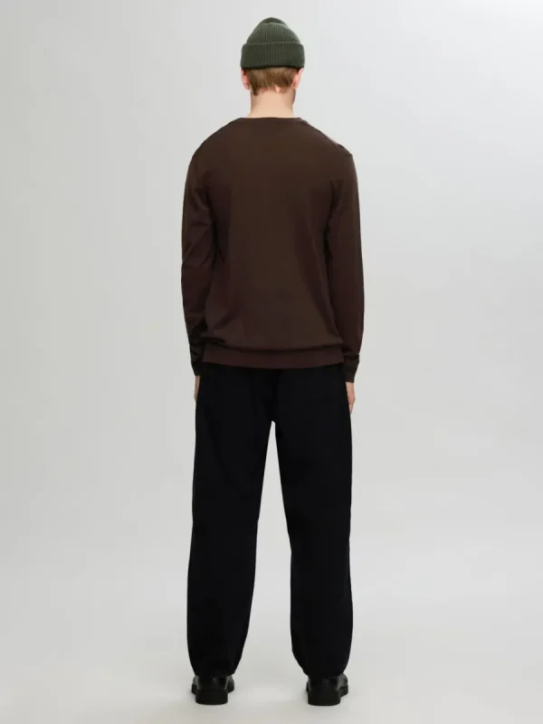 SELECTED 100% MERINOULL RUNDRINGAD TRÖJA Brown Best