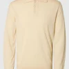 SELECTED 100% MERINOULL STICKAD PIKÉTRÖJA Beige New