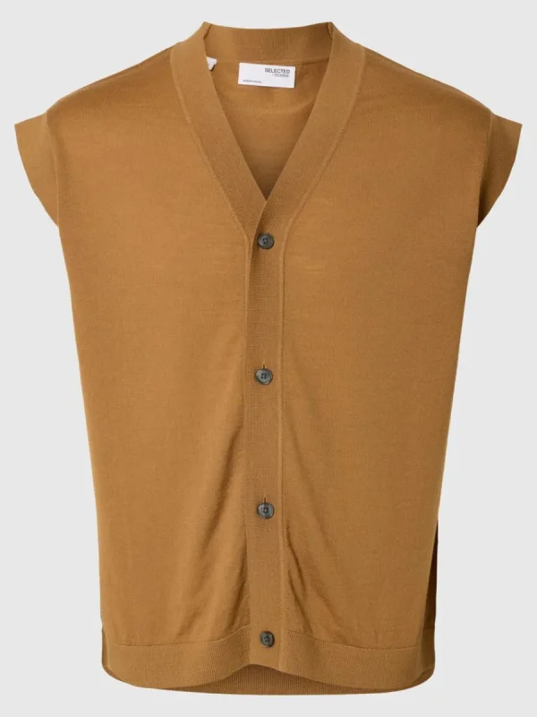 SELECTED 100% MERINOULL STICKAD VÄST Orange New