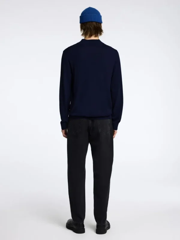 SELECTED 100% MERINOULL TRÖJA MED FUSKKRAGE Blue Store