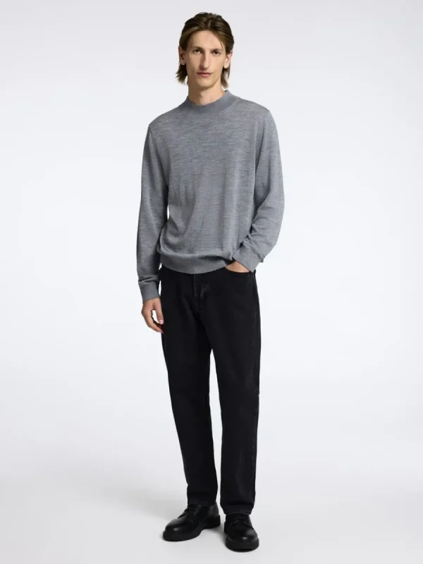 SELECTED 100% MERINOULL TRÖJA MED FUSKKRAGE Grey Discount