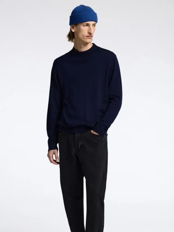 SELECTED 100% MERINOULL TRÖJA MED FUSKKRAGE Blue Store