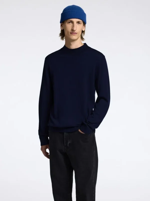 SELECTED 100% MERINOULL TRÖJA MED FUSKKRAGE Blue Store