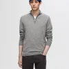 SELECTED 100% MERINOULL TRÖJA MED HALVLÅNGT BLIXTLÅS Grey Sale