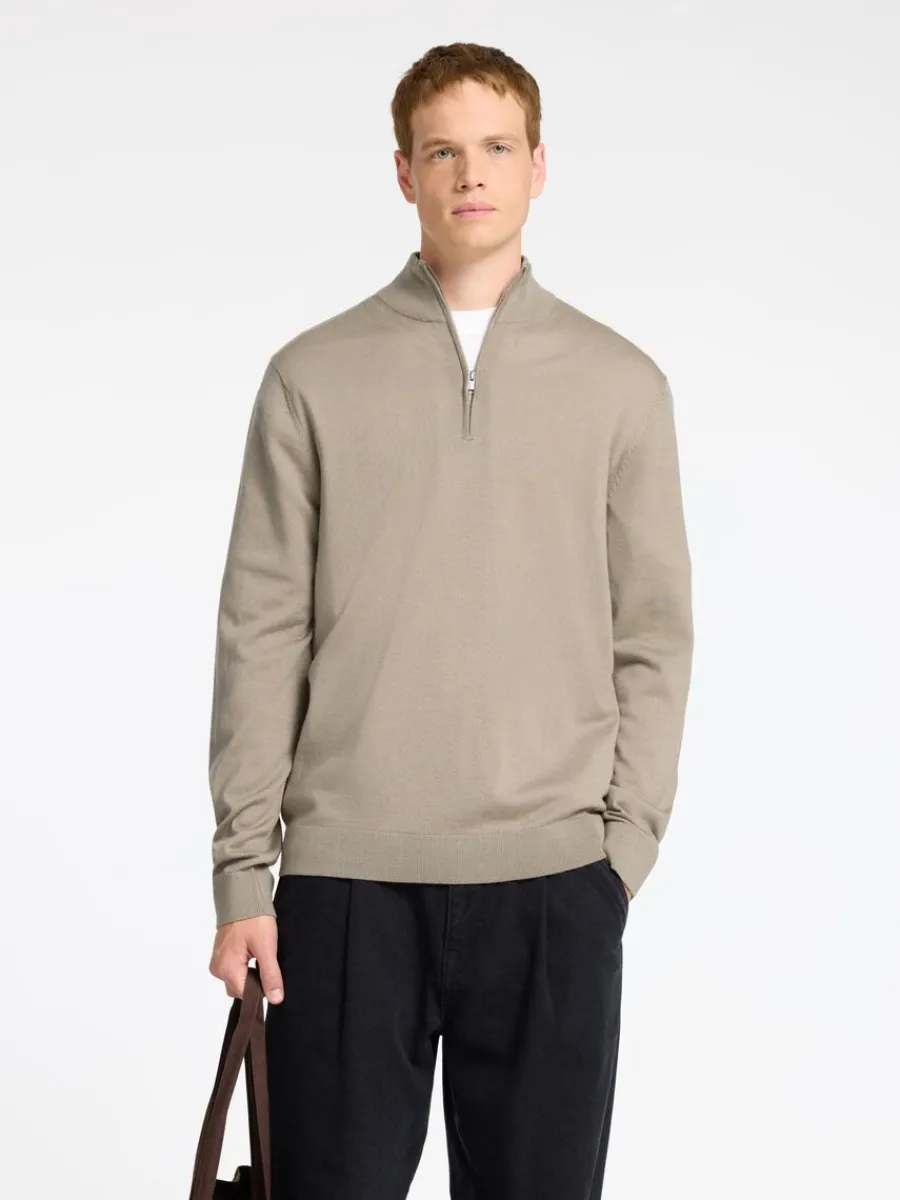 merinoull_trja_med_halvl_0-5.webp SELECTED 100% MERINOULL TRÖJA MED HALVLÅNGT BLIXTLÅS Beige Cheap
