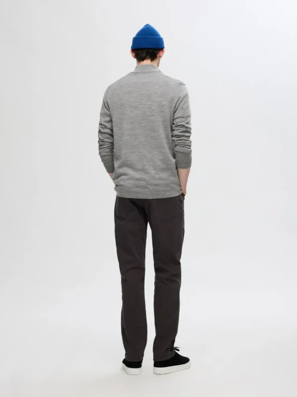 SELECTED 100% MERINOULL TRÖJA MED HALVLÅNGT BLIXTLÅS Grey Sale