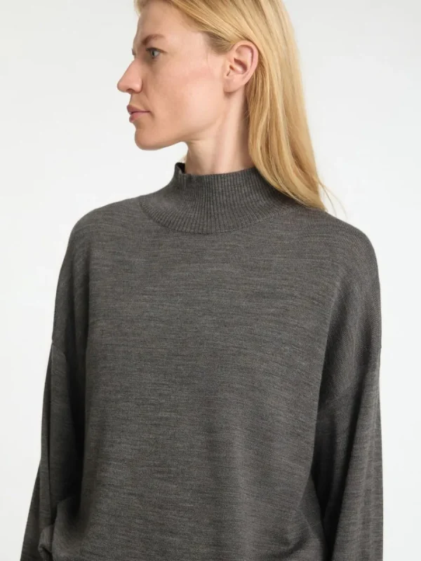 SELECTED 100% MERINOULL TRÖJA MED HÖG HALS Grey Outlet