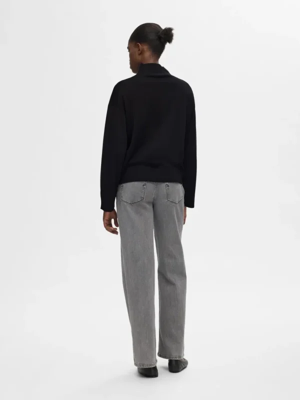 SELECTED 100% MERINOULL TRÖJA MED HÖG HALS Black Fashion