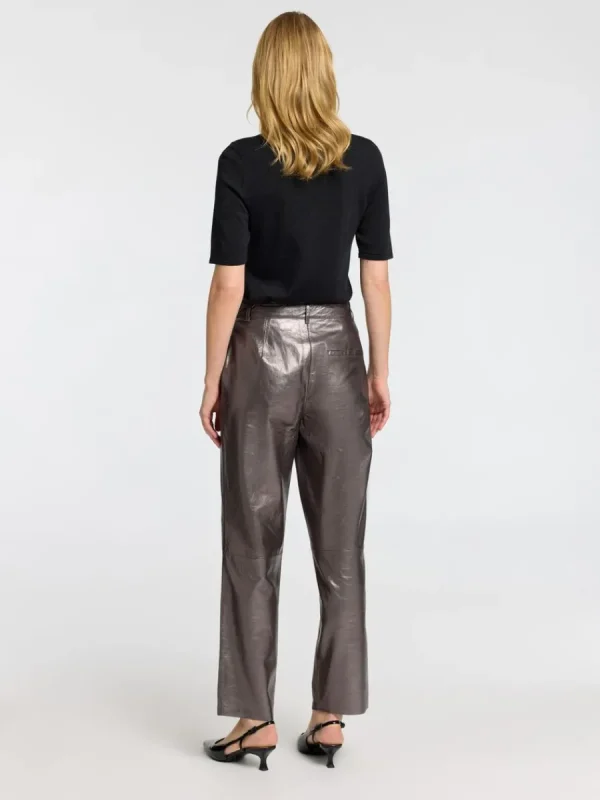 SELECTED METALLIC LÄDERBYXOR Grey Cheap