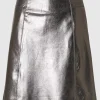 SELECTED METALLIC MINIKJOL I LÄDER Grey Cheap