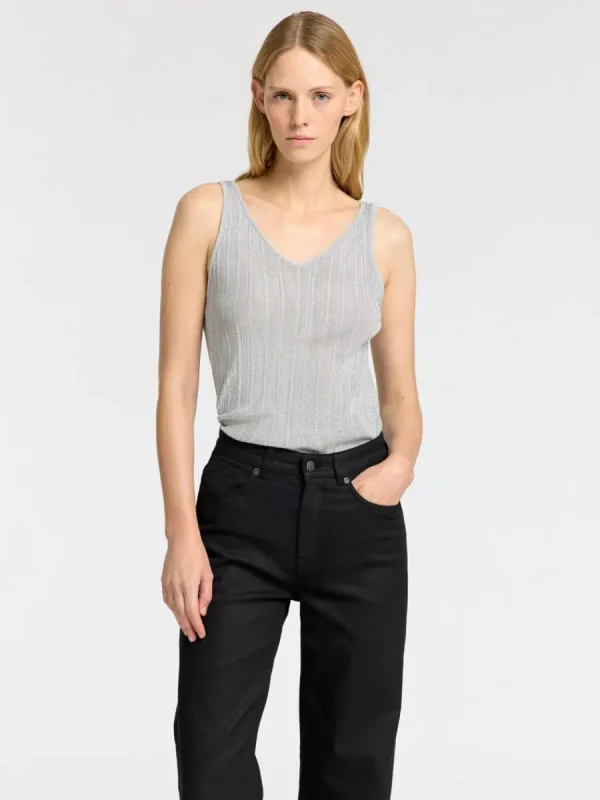 SELECTED METALLIC ÄRMLÖS TOPP Grey Discount