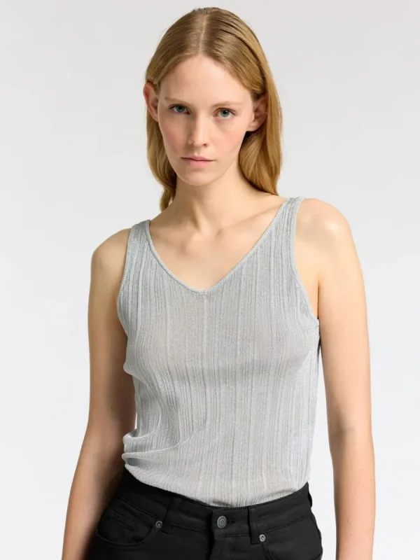 SELECTED METALLIC ÄRMLÖS TOPP Grey Discount