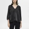 SELECTED METALLIC V-RINGAD BLUS Black Fashion