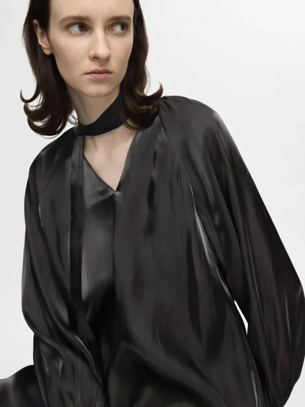 SELECTED METALLIC V-RINGAD KLÄNNING Black Shop