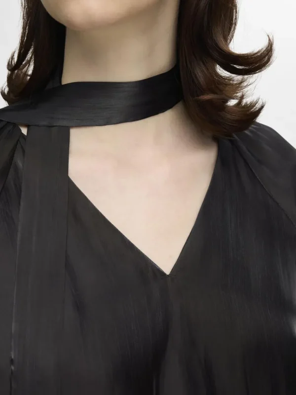SELECTED METALLIC V-RINGAD KLÄNNING Black Shop