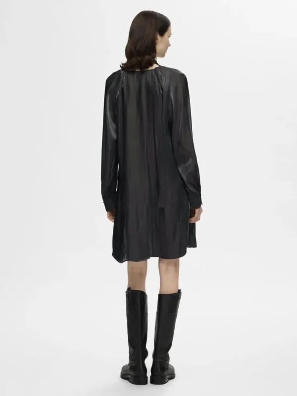 SELECTED METALLIC V-RINGAD KLÄNNING Black Shop