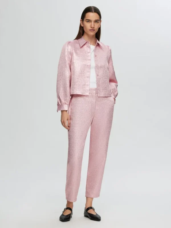 SELECTED METALLISK JACQUARD SKJORTA Pink Cheap