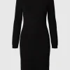 SELECTED MIDILÅNG STICKAD KLÄNNING Black Discount