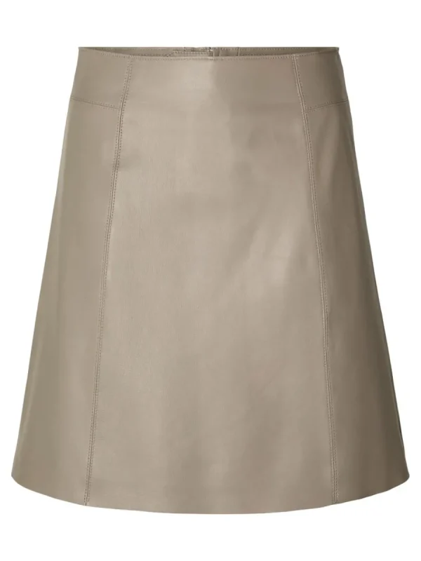 SELECTED MINILÅNG LÄDERKJOL Brown Hot