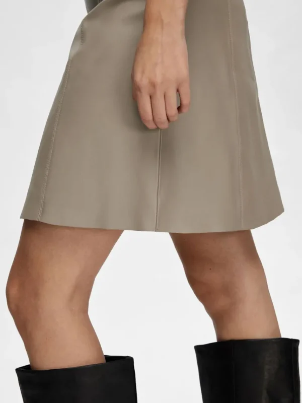 SELECTED MINILÅNG LÄDERKJOL Brown Hot
