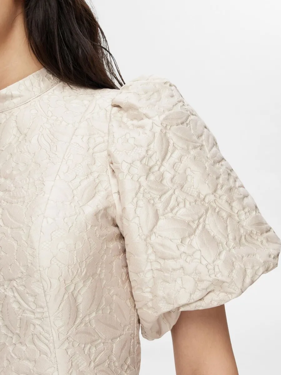 mnstrad_kort_klnning_3.webp SELECTED MÖNSTRAD KORT KLÄNNING Beige Sale