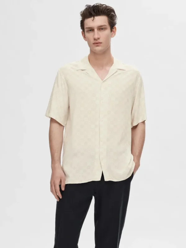SELECTED MÖNSTRAD KORTÄRMAD SKJORTA White Best Sale