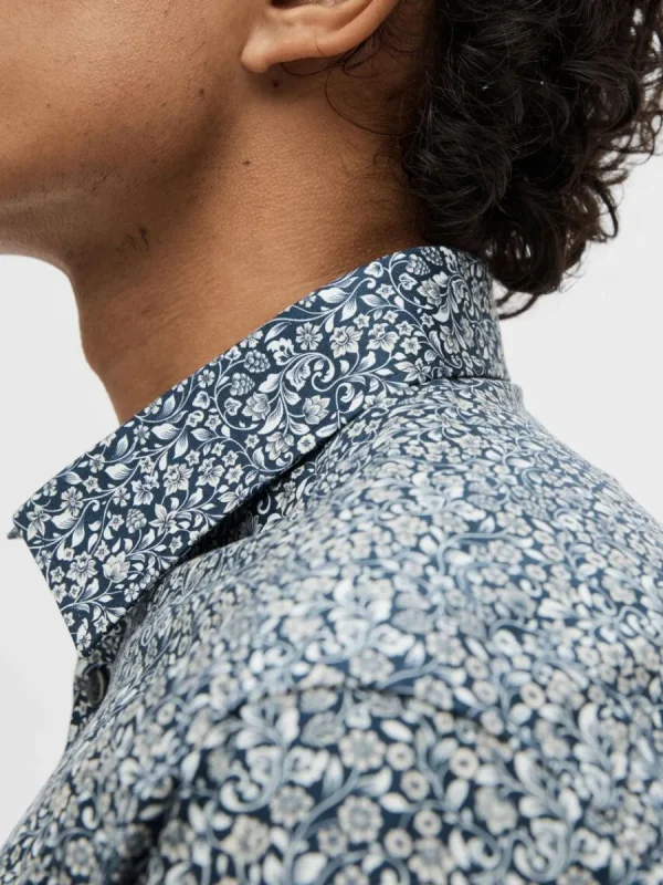 SELECTED MÖNSTRAD SKJORTA Blue New
